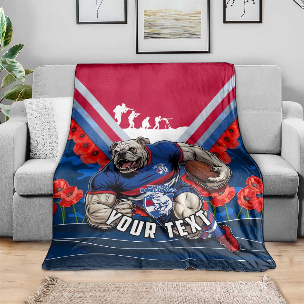 Personalised Western Bulldogs ANZAC Blanket Military Remembrance Australian Football Mascot Camouflage