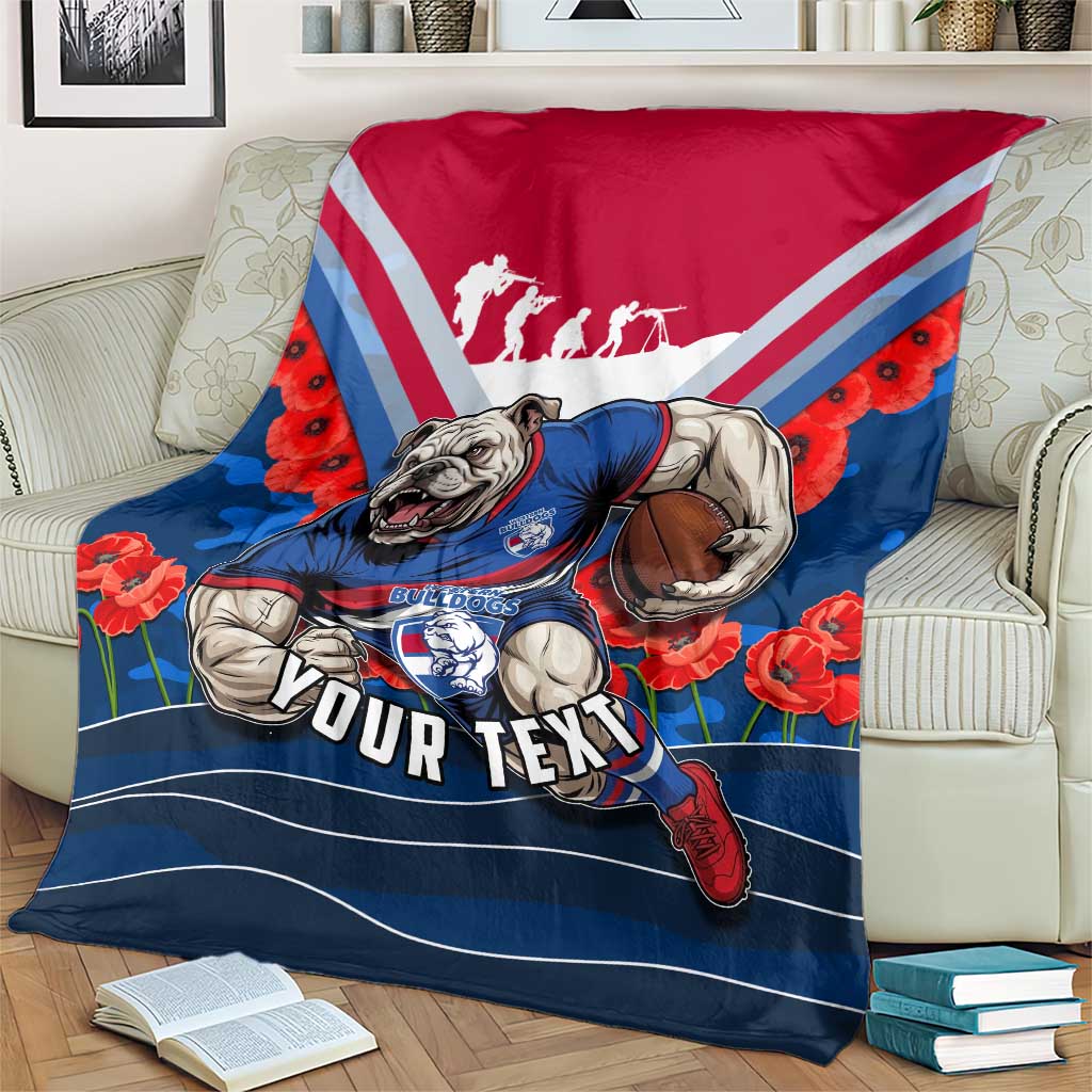 Personalised Western Bulldogs ANZAC Blanket Military Remembrance Australian Football Mascot Camouflage