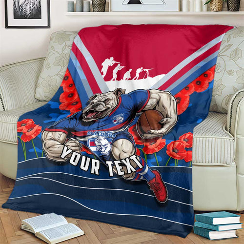 Personalised Western Bulldogs ANZAC Blanket Military Remembrance Australian Football Mascot Camouflage