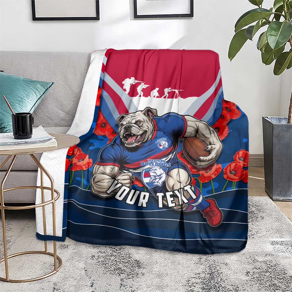 Personalised Western Bulldogs ANZAC Blanket Military Remembrance Australian Football Mascot Camouflage