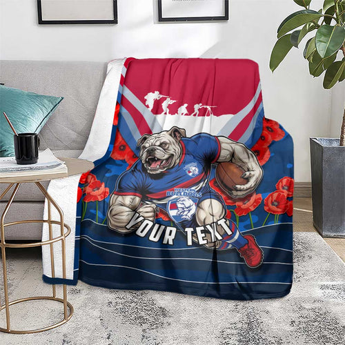 Personalised Western Bulldogs ANZAC Blanket Military Remembrance Australian Football Mascot Camouflage