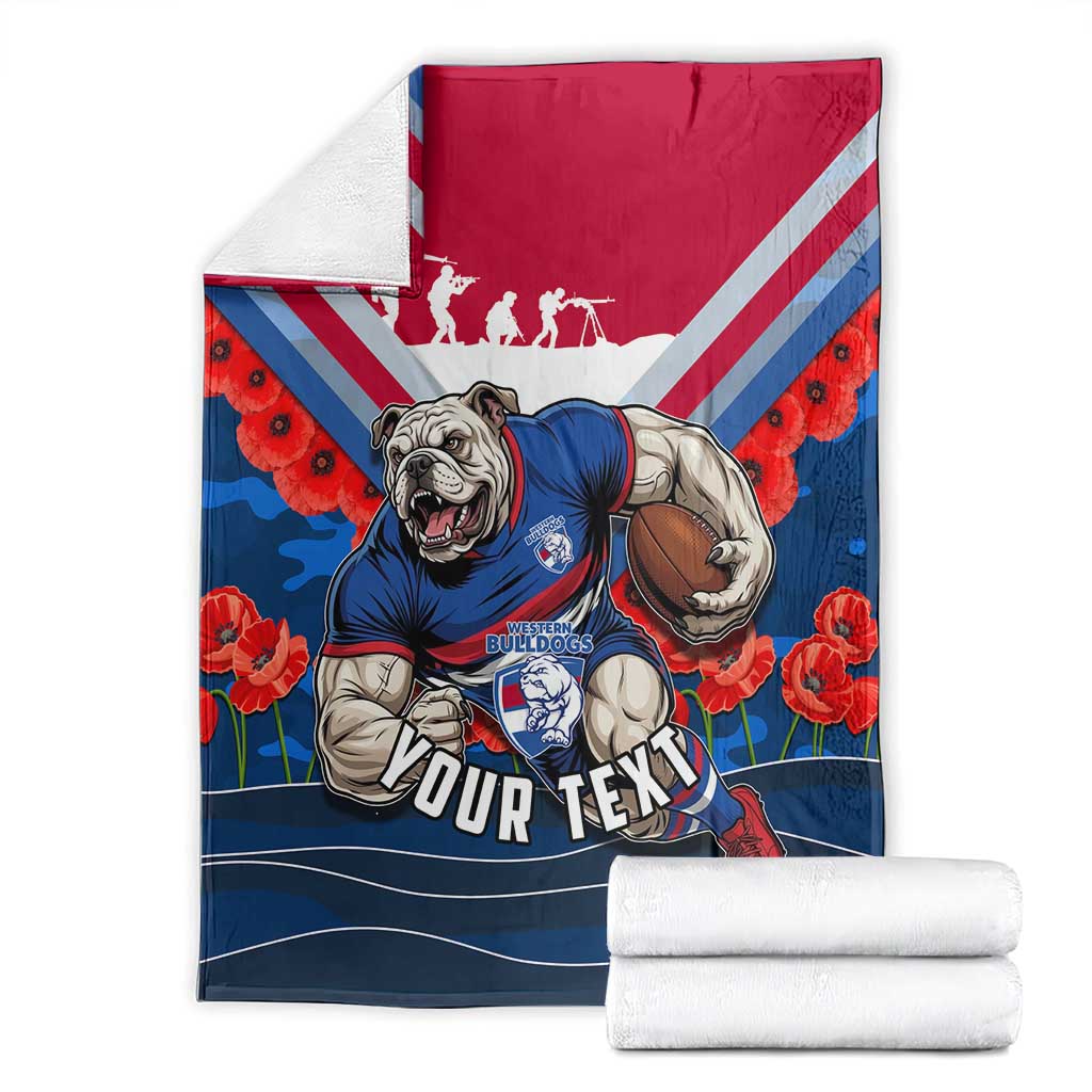 Personalised Western Bulldogs ANZAC Blanket Military Remembrance Australian Football Mascot Camouflage