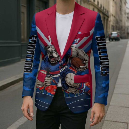 Personalised Western Bulldogs ANZAC Blazer Military Remembrance Australian Football Mascot Camouflage