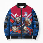 Personalised Western Bulldogs ANZAC Bomber Puffer Jacket Military Remembrance Australian Football Mascot Camouflage