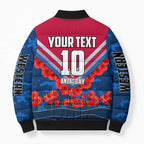 Personalised Western Bulldogs ANZAC Bomber Puffer Jacket Military Remembrance Australian Football Mascot Camouflage