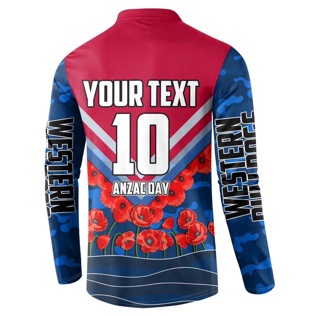 Personalised Western Bulldogs ANZAC Button Sweatshirt Military Remembrance Australian Football Mascot Camouflage