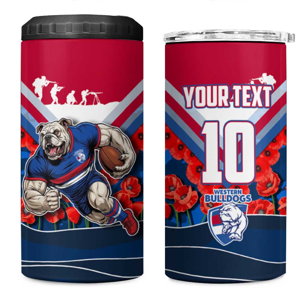Personalised Western Bulldogs ANZAC 4 in 1 Can Cooler Tumbler Military Remembrance Australian Football Mascot Camouflage