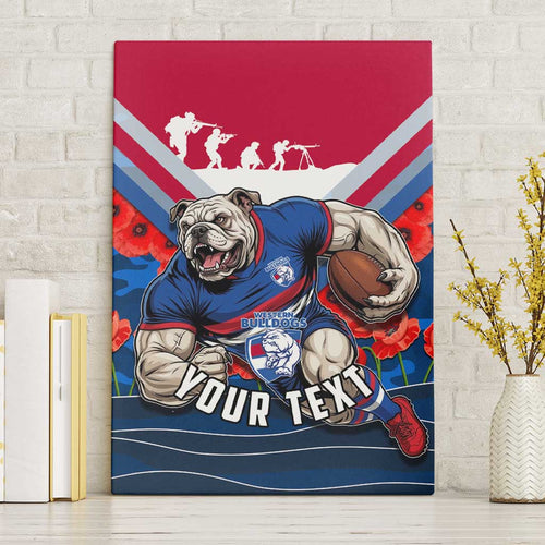 Personalised Western Bulldogs ANZAC Canvas Wall Art Military Remembrance Australian Football Mascot Camouflage