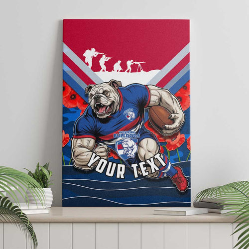 Personalised Western Bulldogs ANZAC Canvas Wall Art Military Remembrance Australian Football Mascot Camouflage
