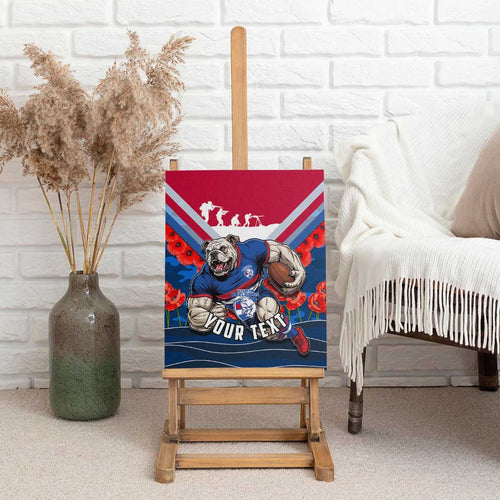 Personalised Western Bulldogs ANZAC Canvas Wall Art Military Remembrance Australian Football Mascot Camouflage