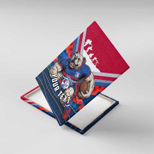 Personalised Western Bulldogs ANZAC Canvas Wall Art Military Remembrance Australian Football Mascot Camouflage