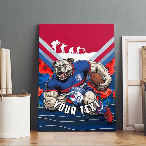 Personalised Western Bulldogs ANZAC Canvas Wall Art Military Remembrance Australian Football Mascot Camouflage