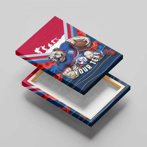 Personalised Western Bulldogs ANZAC Canvas Wall Art Military Remembrance Australian Football Mascot Camouflage
