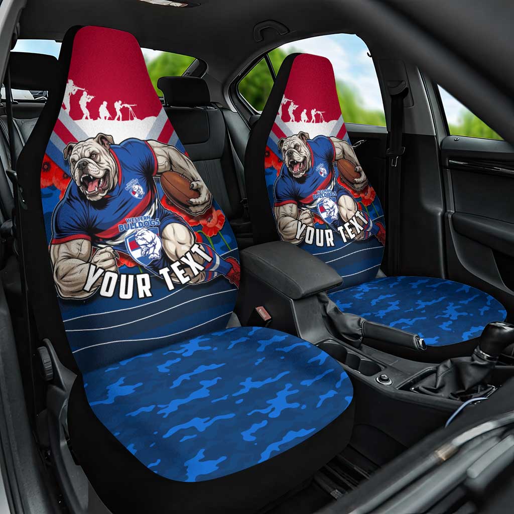 Personalised Western Bulldogs ANZAC Car Seat Cover Military Remembrance Australian Football Mascot Camouflage