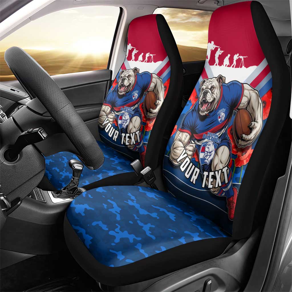 Personalised Western Bulldogs ANZAC Car Seat Cover Military Remembrance Australian Football Mascot Camouflage