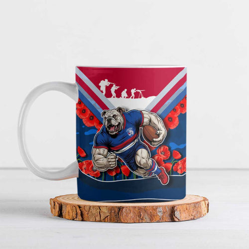 Personalised Western Bulldogs ANZAC Ceramic Mug Military Remembrance Australian Football Mascot Camouflage