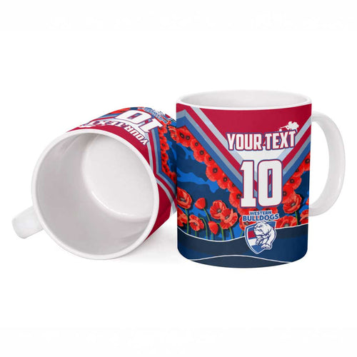 Personalised Western Bulldogs ANZAC Ceramic Mug Military Remembrance Australian Football Mascot Camouflage