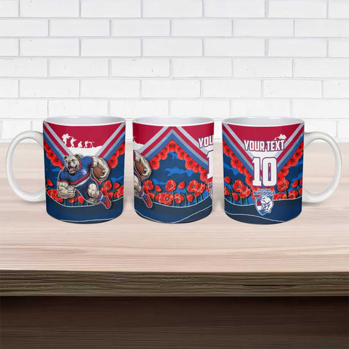 Personalised Western Bulldogs ANZAC Ceramic Mug Military Remembrance Australian Football Mascot Camouflage