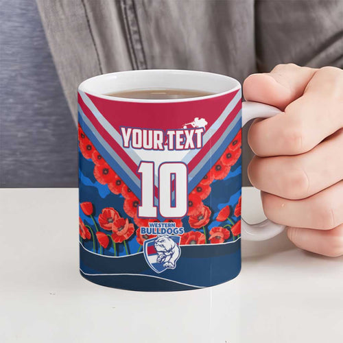 Personalised Western Bulldogs ANZAC Ceramic Mug Military Remembrance Australian Football Mascot Camouflage