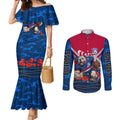 Personalised Western Bulldogs ANZAC Couples Matching Mermaid Dress and Long Sleeve Button Shirt Military Remembrance Australian Football Mascot Camouflage