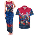 Personalised Western Bulldogs ANZAC Couples Matching Tank Maxi Dress and Hawaiian Shirt Military Remembrance Australian Football Mascot Camouflage