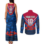 Personalised Western Bulldogs ANZAC Couples Matching Tank Maxi Dress and Long Sleeve Button Shirt Military Remembrance Australian Football Mascot Camouflage
