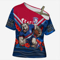 Personalised Western Bulldogs ANZAC Cross Shoulder Shirt Military Remembrance Australian Football Mascot Camouflage