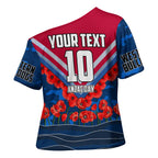 Personalised Western Bulldogs ANZAC Cross Shoulder Shirt Military Remembrance Australian Football Mascot Camouflage