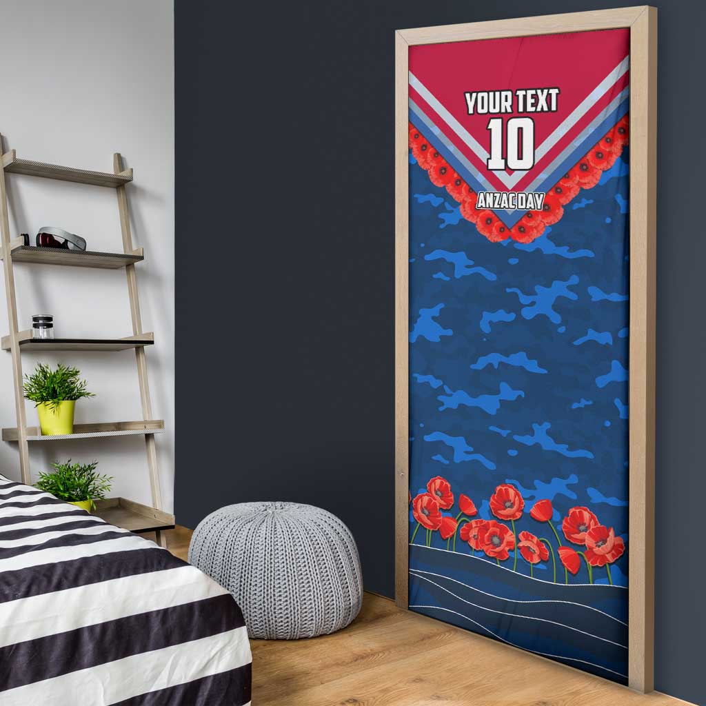 Personalised Western Bulldogs ANZAC Door Cover Military Remembrance Australian Football Mascot Camouflage