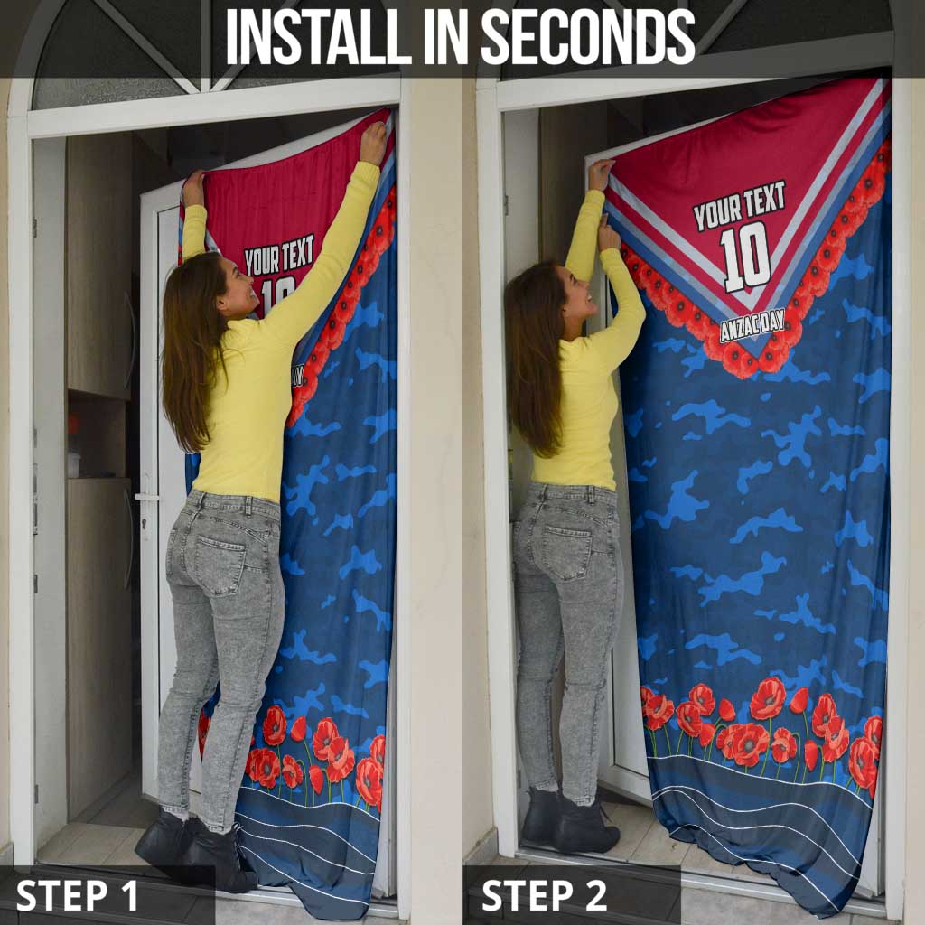 Personalised Western Bulldogs ANZAC Door Cover Military Remembrance Australian Football Mascot Camouflage