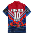 Personalised Western Bulldogs ANZAC Family Matching Off Shoulder Short Dress and Hawaiian Shirt Military Remembrance Australian Football Mascot Camouflage