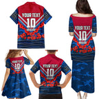 Personalised Western Bulldogs ANZAC Family Matching Puletasi and Hawaiian Shirt Military Remembrance Australian Football Mascot Camouflage