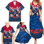 Personalised Western Bulldogs ANZAC Family Matching Summer Maxi Dress and Hawaiian Shirt Military Remembrance Australian Football Mascot Camouflage