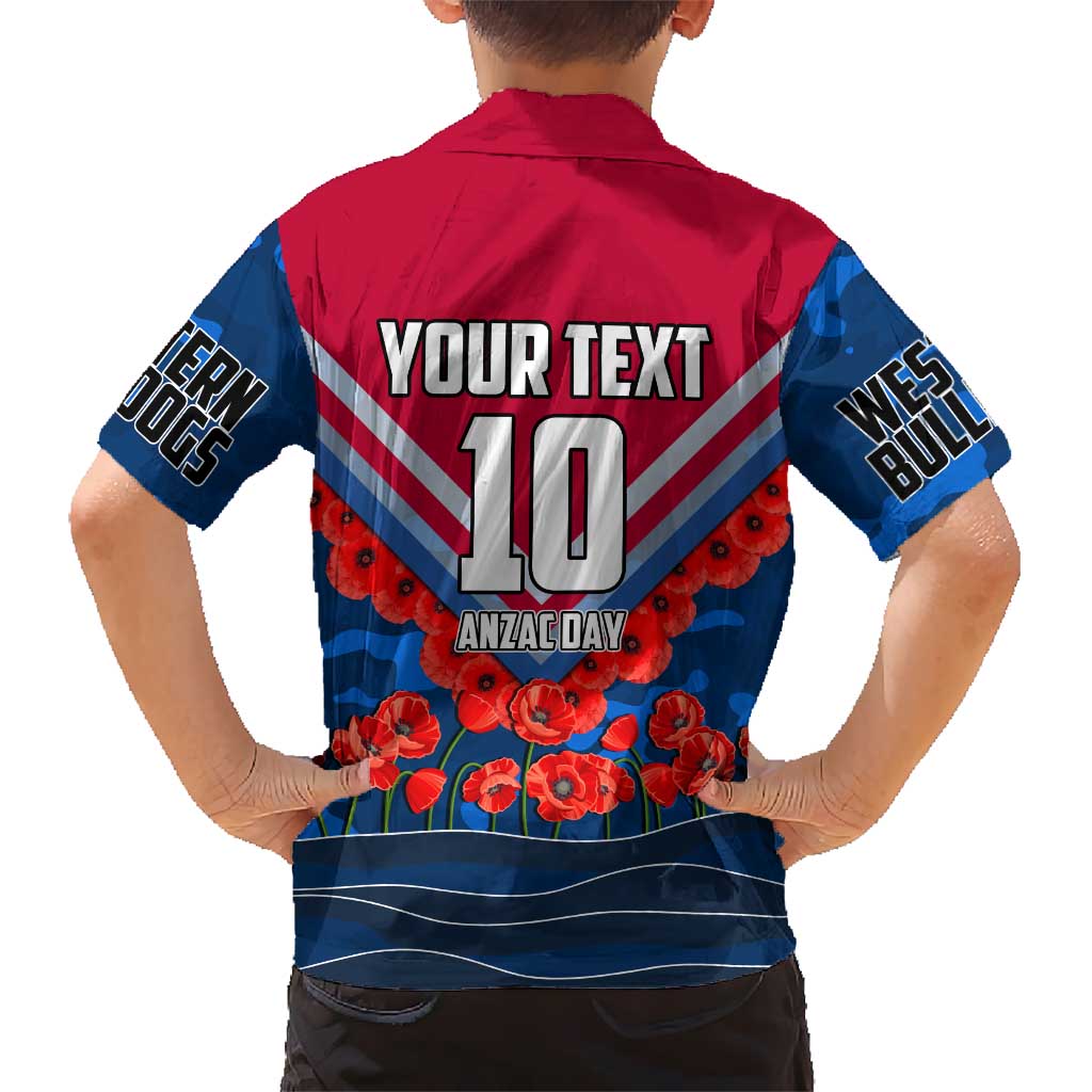 Personalised Western Bulldogs ANZAC Family Matching Summer Maxi Dress and Hawaiian Shirt Military Remembrance Australian Football Mascot Camouflage
