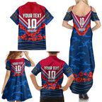 Personalised Western Bulldogs ANZAC Family Matching Summer Maxi Dress and Hawaiian Shirt Military Remembrance Australian Football Mascot Camouflage