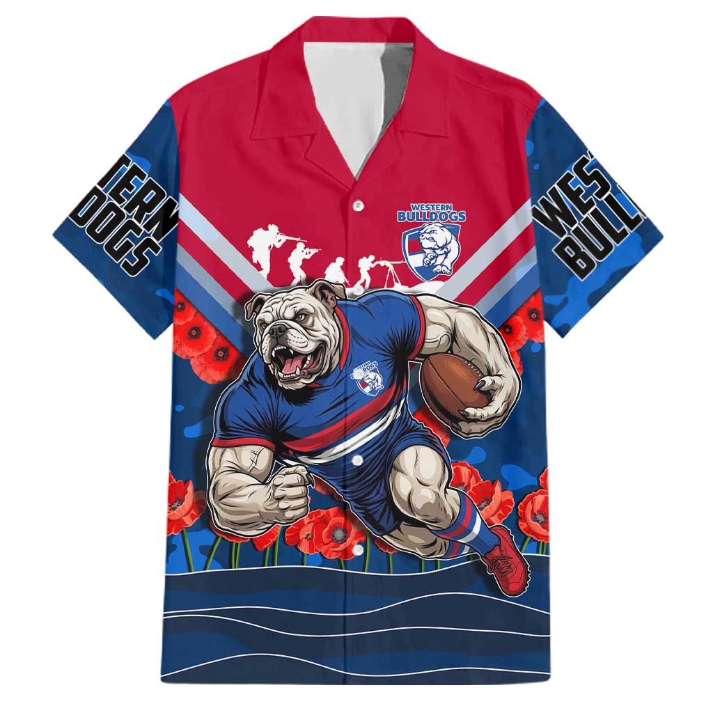 Personalised Western Bulldogs ANZAC Family Matching Summer Maxi Dress and Hawaiian Shirt Military Remembrance Australian Football Mascot Camouflage