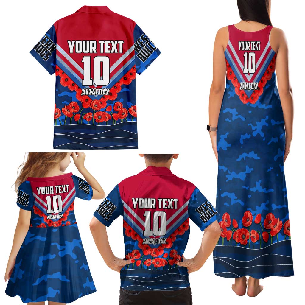 Personalised Western Bulldogs ANZAC Family Matching Tank Maxi Dress and Hawaiian Shirt Military Remembrance Australian Football Mascot Camouflage