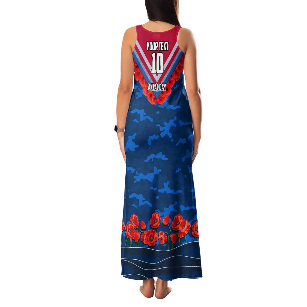 Personalised Western Bulldogs ANZAC Family Matching Tank Maxi Dress and Hawaiian Shirt Military Remembrance Australian Football Mascot Camouflage