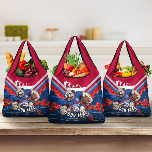 Personalised Western Bulldogs ANZAC Grocery Bag Military Remembrance Australian Football Mascot Camouflage