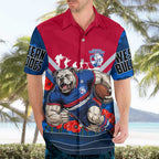 Personalised Western Bulldogs ANZAC Hawaiian Shirt Military Remembrance Australian Football Mascot Camouflage
