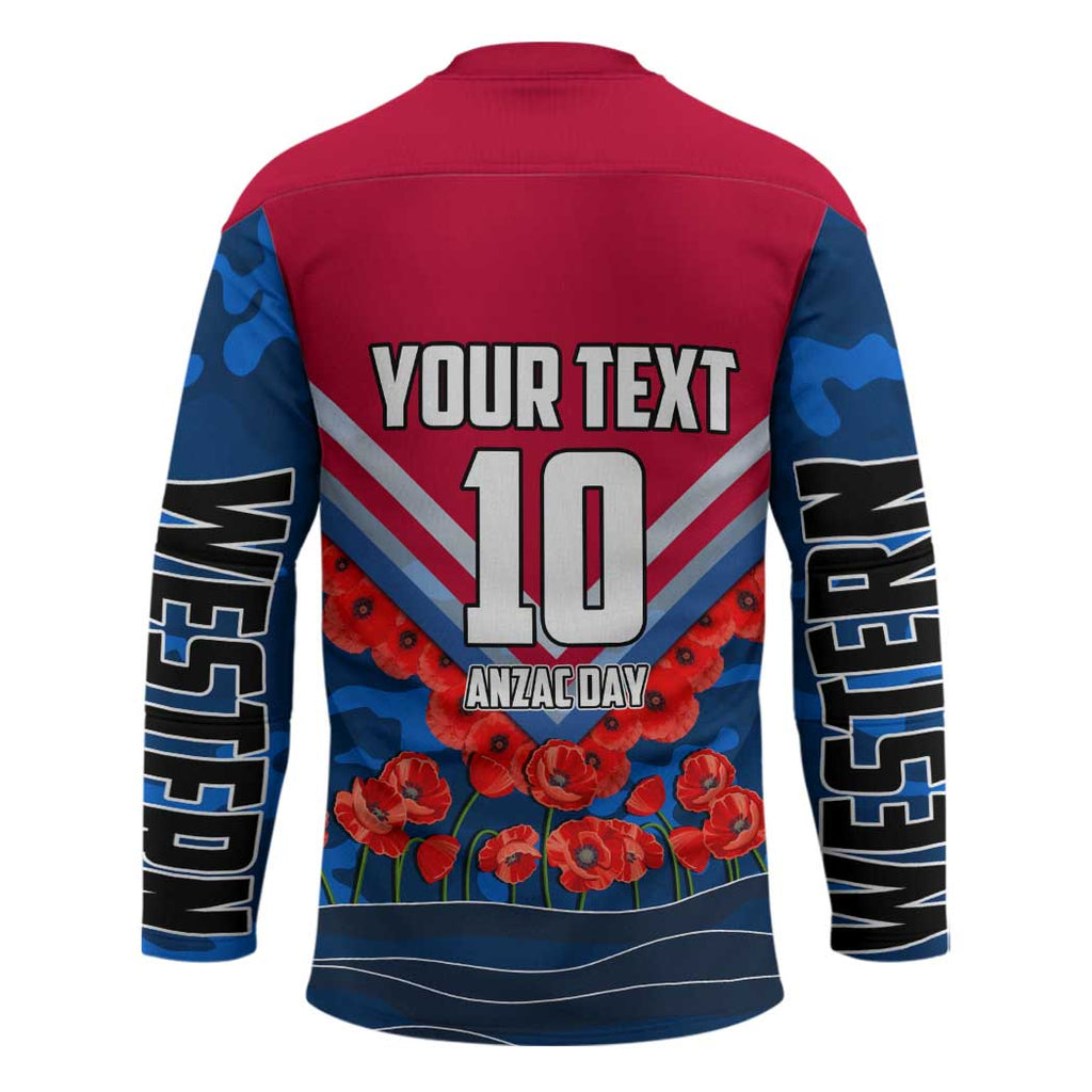 Personalised Western Bulldogs ANZAC Hockey Jersey Military Remembrance Australian Football Mascot Camouflage