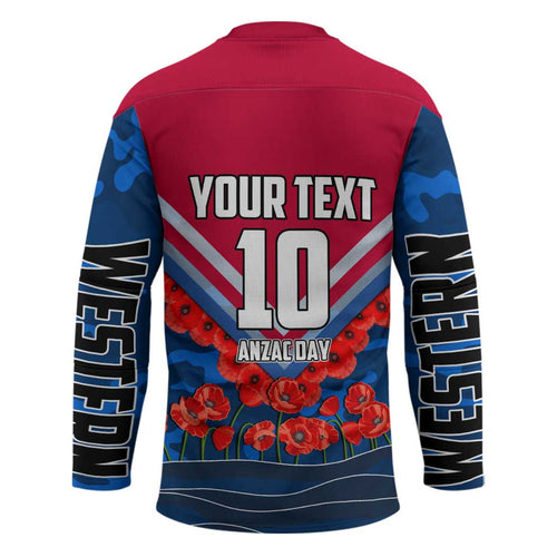 Personalised Western Bulldogs ANZAC Hockey Jersey Military Remembrance Australian Football Mascot Camouflage