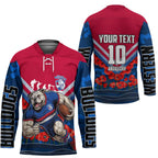 Personalised Western Bulldogs ANZAC Hockey Jersey Military Remembrance Australian Football Mascot Camouflage
