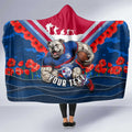 Personalised Western Bulldogs ANZAC Hooded Blanket Military Remembrance Australian Football Mascot Camouflage