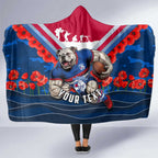 Personalised Western Bulldogs ANZAC Hooded Blanket Military Remembrance Australian Football Mascot Camouflage
