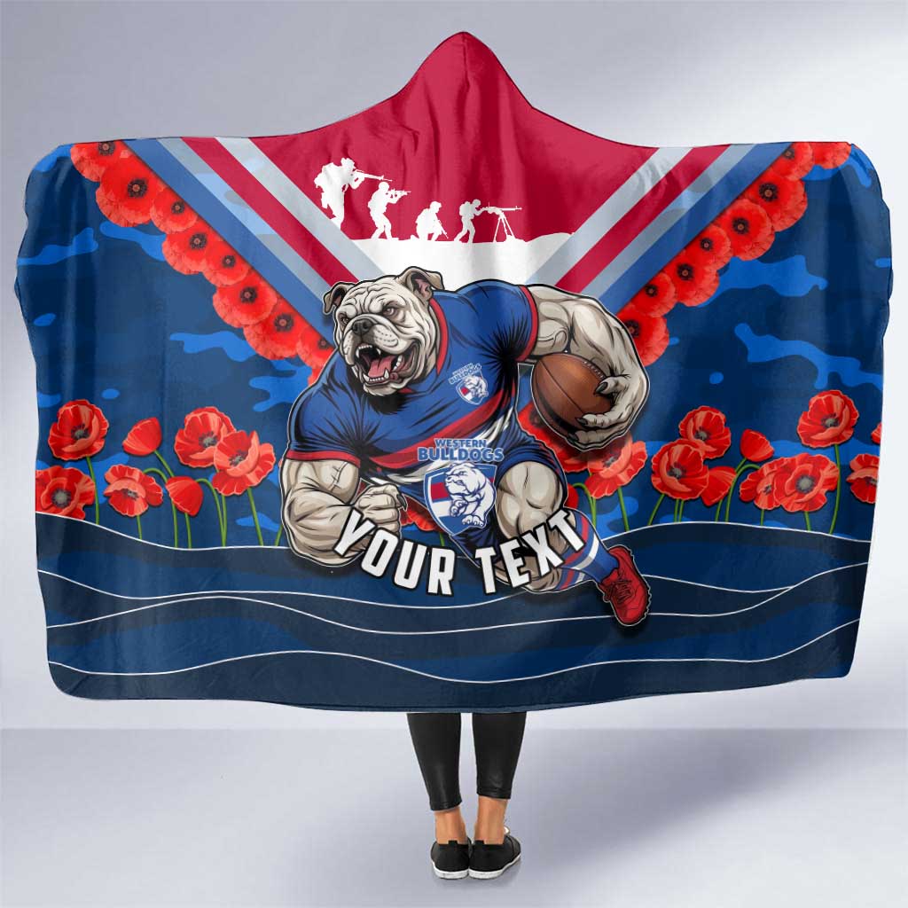 Personalised Western Bulldogs ANZAC Hooded Blanket Military Remembrance Australian Football Mascot Camouflage