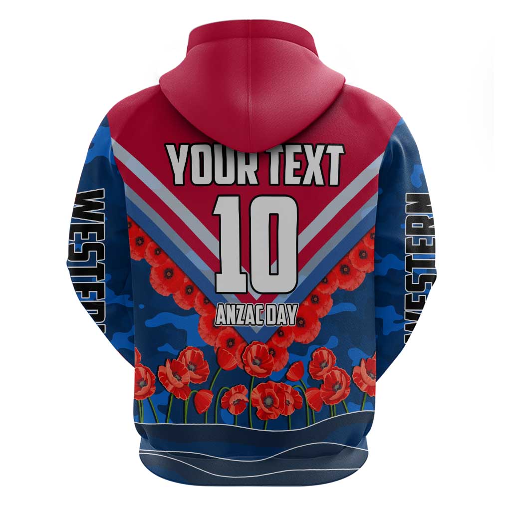 Personalised Western Bulldogs ANZAC Hoodie Military Remembrance Australian Football Mascot Camouflage