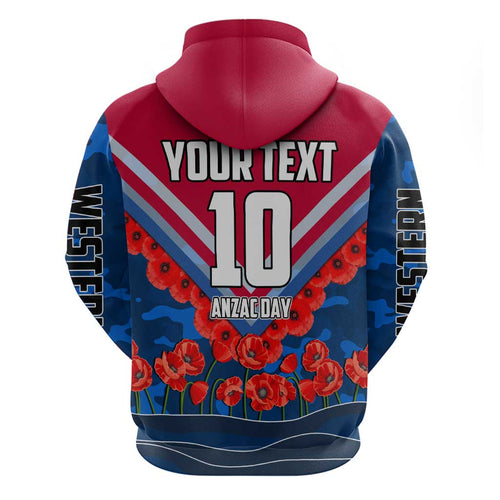 Personalised Western Bulldogs ANZAC Hoodie Military Remembrance Australian Football Mascot Camouflage