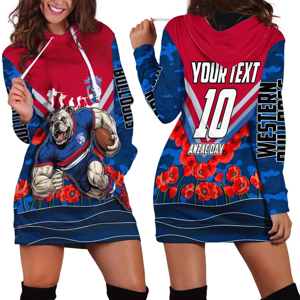 Personalised Western Bulldogs ANZAC Hoodie Dress Military Remembrance Australian Football Mascot Camouflage