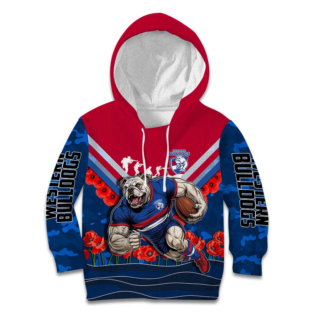 Personalised Western Bulldogs ANZAC Kid Hoodie Military Remembrance Australian Football Mascot Camouflage